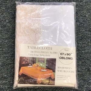 Vintage Dead Stock 67”x90” Lace Edge Tablecloth